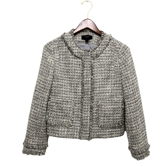 J. Crew Lady Jacket in Metallic Tweed Fringe Trim Blazer Size 6 - Picture 6 of 13